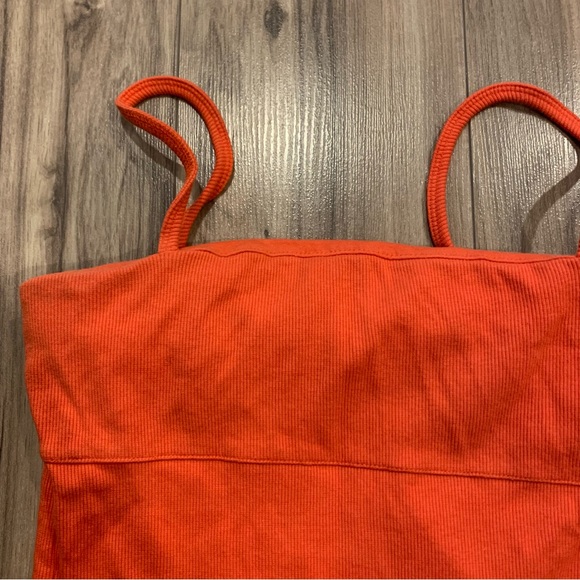 Moda International Ribbed Cotton Tank Mini Dress Orange - Picture 4 of 5